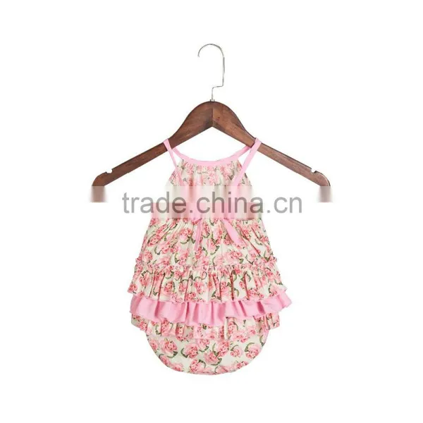 Summer Hot Sale Infant and Toddlers Clothing Romper Boutique Baby Girl Floral Bubble Romper photo-2