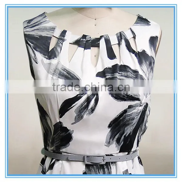 Summer Women Casual One Piece Midi Dress Hollow Out Design In Floral Print photo-2