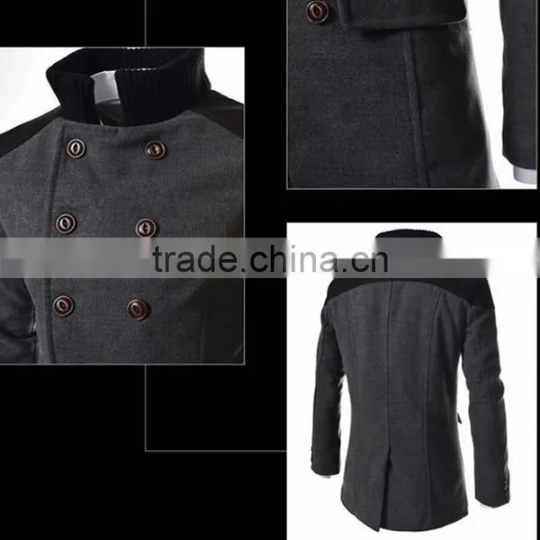 Hot Sale Long Sleeve Woolen Black Navy and Gary Warm 4 Size for Choice Coat of Wool photo-6