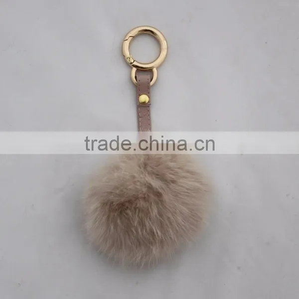 Myfur Customized Size and Color Real Rabbit Fur Pompom Keychain Fashion Bag Charm photo-3