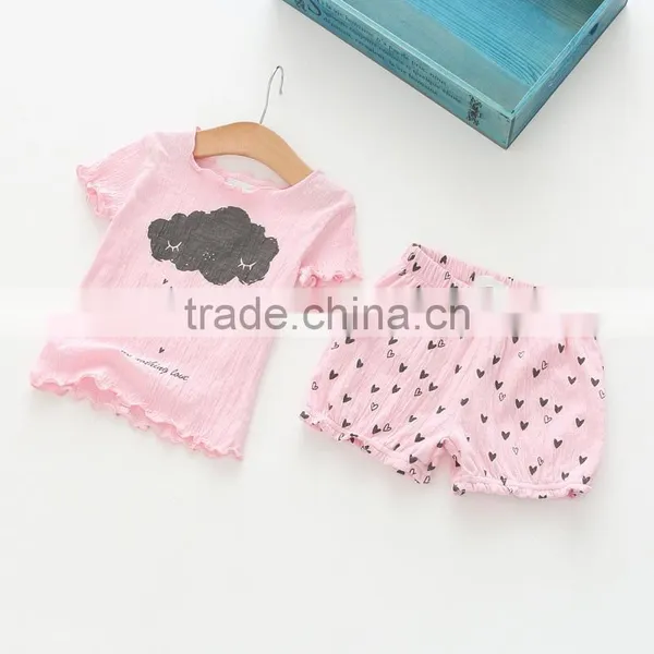 Summer Printing T-shrits and Shorts Girls Casual Kids Clothing Sets photo-4