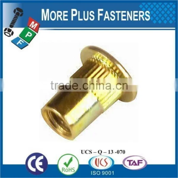 Made In Taiwan Large Flange Threaded Insert Flat Head Knurled Body Open Head Rivet photo-3