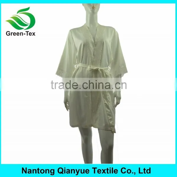 Luxury Noble Matt Satin Lace Kimono Women Robes photo-3