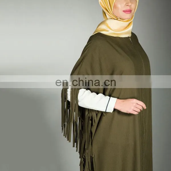 Newest Muslim Women Clothing Moroccan Kaftan Ladies Duabi Abaya Dress Jilbab Islamic Outwear Tassels Cotton photo-3