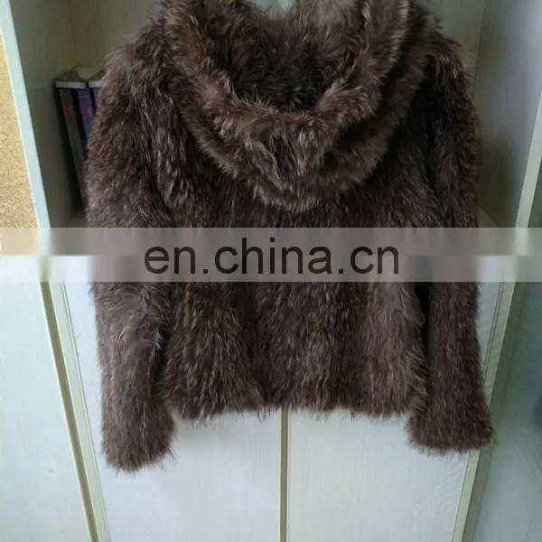 Winter Warm Knitted Raccoon Fur Jackets for Women photo-3