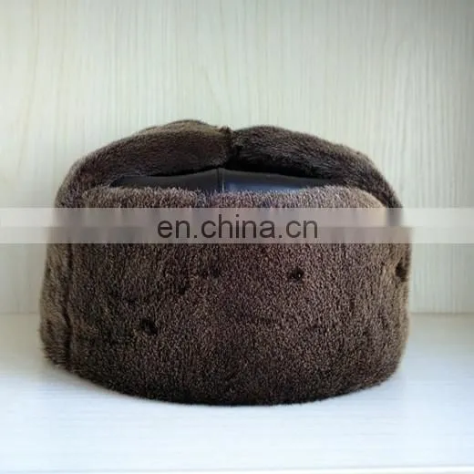 Genuine Sealskin Round Fur Leifeng Hat of Russian Style
