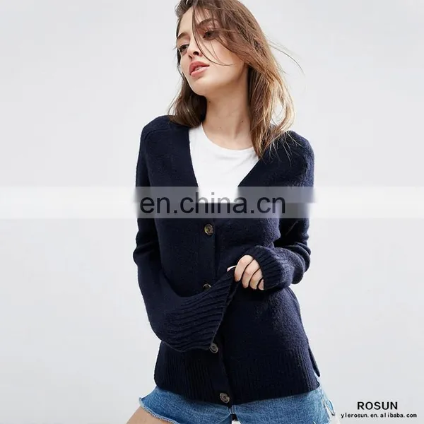 V-neckline Split Sides Knitted Top Fashion Winter Cardigan Sweaters photo-3