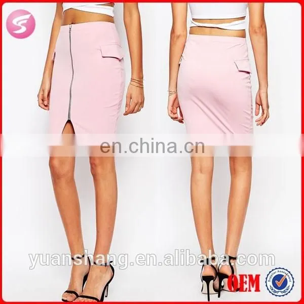 Newest Zip Front Mature Lady Spandex Pencil Skirt, Hot Girls In Pencil Skirt