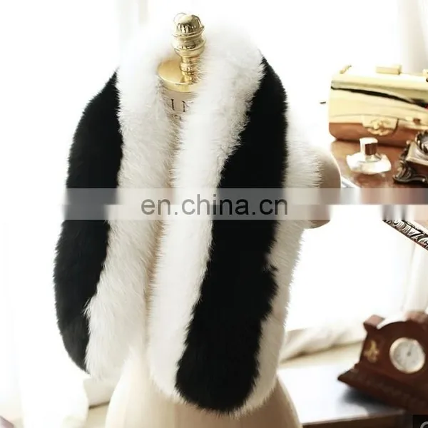 Luxurious White Black Fox Fur Scarf Fashion Fox Fur Shawl From China