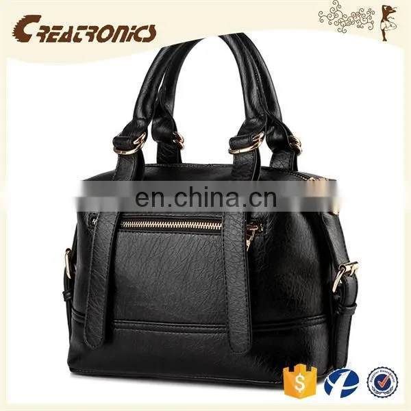 CR Low MOQ Requirements pu Material Large-capacity Portable Long Handle Dark-blue Colors Noble Elegant Ladies Leather Bag Models photo-3