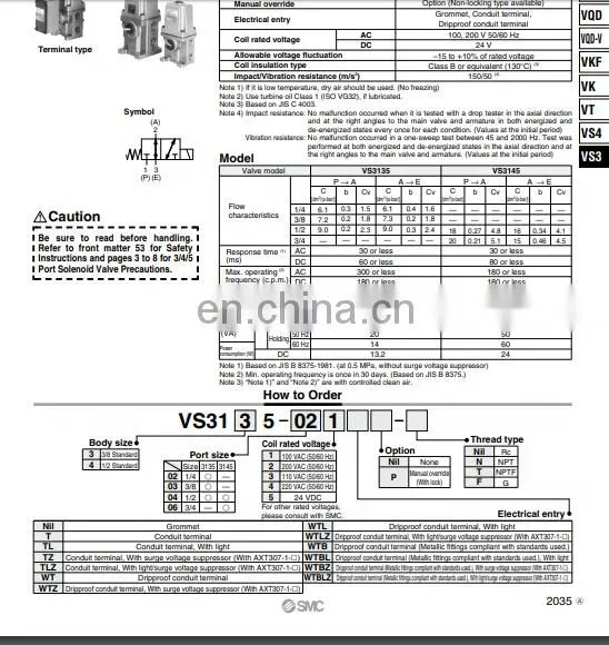 SMC 3 Port Direct Operated Solenoid Valve VS3145-065TZP photo-5