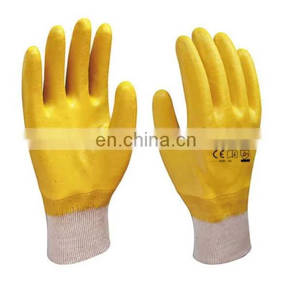 Anti Oil Yellow Nitrile Half Coated Gloves For Car Repair photo-2