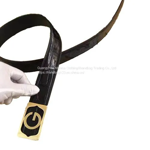 Crocodile Leather Belt Men's Genuine Leather Business Casual Thailand High-End Pants Belt G Letter Without Stitching Belt photo-2