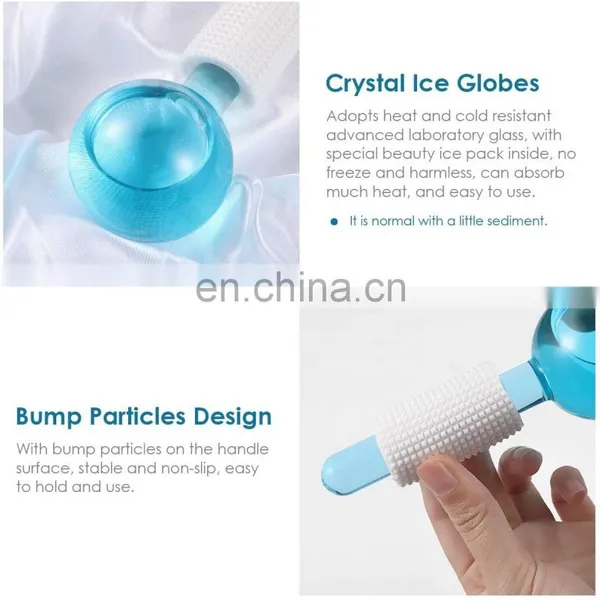 Amazon Hot Selling Wholesale Factory Wave Beauty Ball Glitter Cooling Facial Massager Pink Ice Globes For Face photo-3