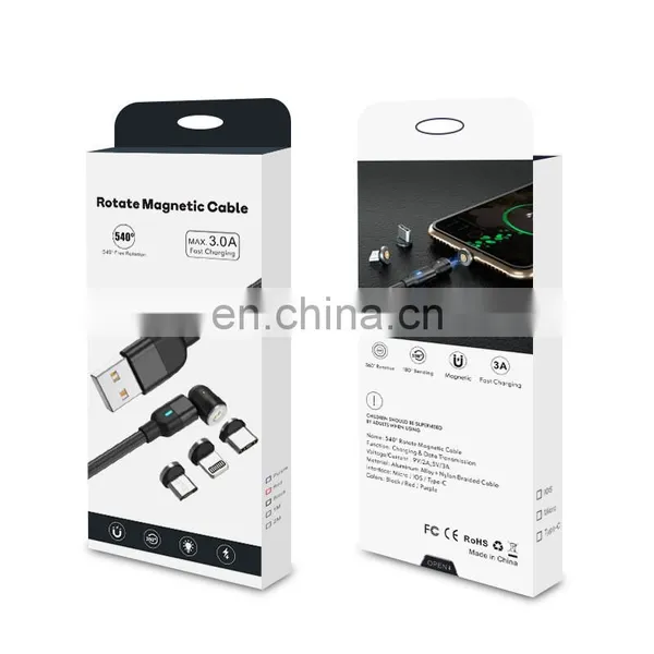 Wholesale 3PIN 1M 2M 540 Degree Rotation Fast Charging Micro Type C Data Magnetic 3 In 1 Usb Charging Cable photo-4
