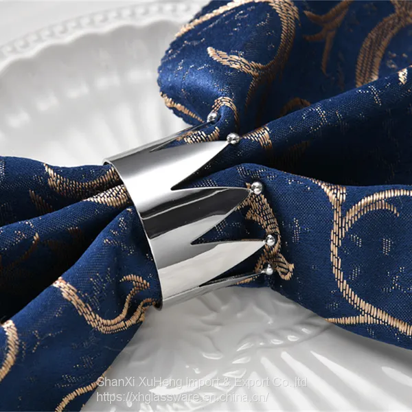 Shiny Gold And Silver Colored Napkin Ring With Crown Shaped photo-3