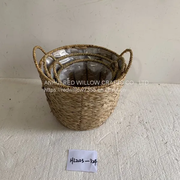 Home Decoration Round the Stem or Leaf of Cattail Storage Basket