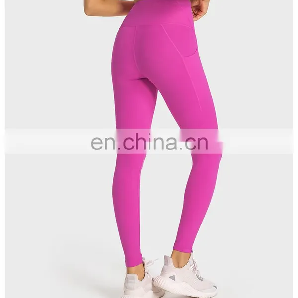 High Quality Fabric Lycra Spandex High Waist Yoga Leggings Workout Running Fitness Wear Peach Hip Gym Tight Pants For Women photo-4
