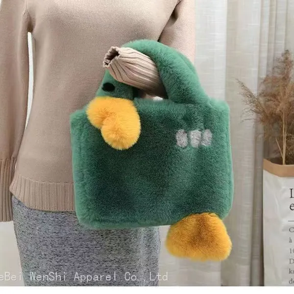 34Cute Plush Bag Female Sweet Student Handbag Girl Tote Bag Niche Single Shoulder Oblique Cross Bag Hairy Hot Large Capacity Female Bag photo-4