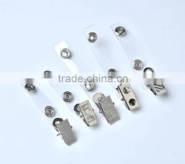 Competitive Price Metal Badge Clip With Plastic Strap For ID Card