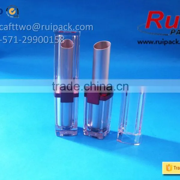 High Grade Acrylic Lipstick Tube With Aluminum Tube, Square Metal Aluminum Lipstick Case With Acrylic Outer Cover photo-2