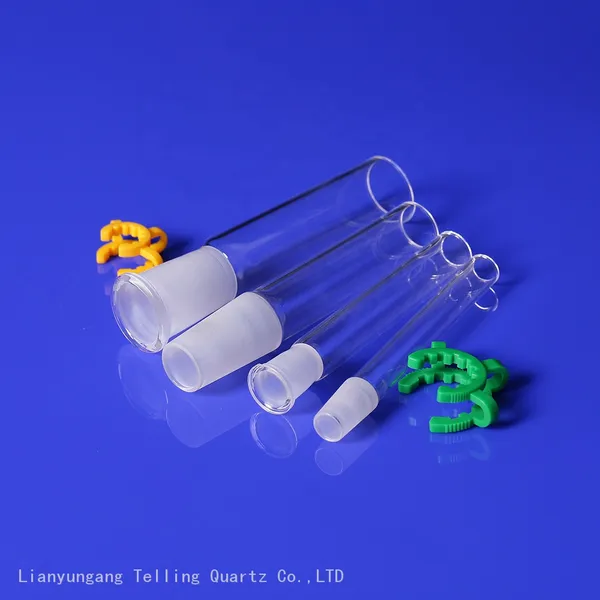 Male and Female Frosted Joint Quartz Glass Joint Tubes With Free Clip photo-2