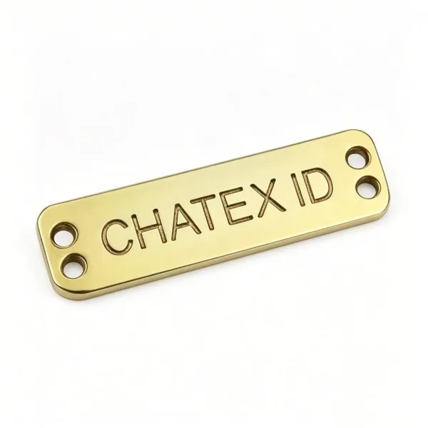 Rectangle Embossed Logo Metal Tag, Rose Gold Sew-On Name Plate photo-2
