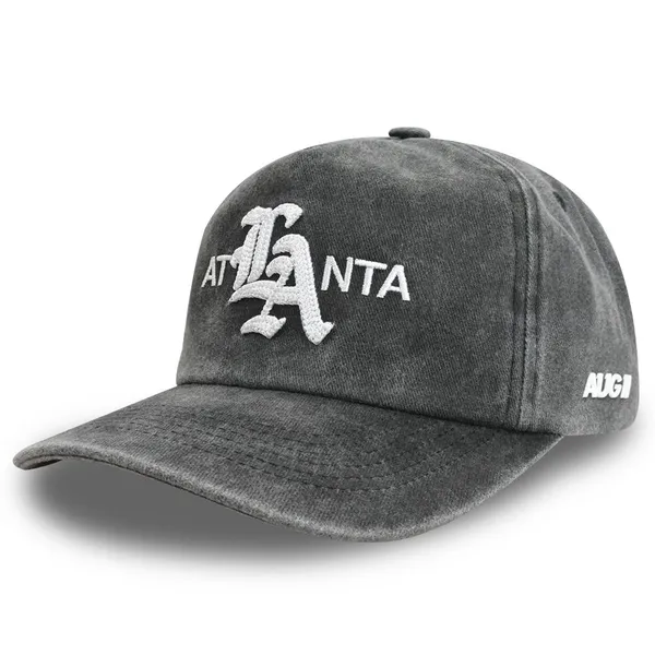 Custom Made Hat OEM Service Vintage Washed Cotton Gothic Monogram Embroidery Unstructured Dad Cap photo-4