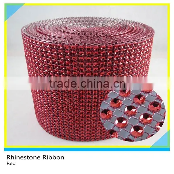Orange Plastic Rhinestone Mesh 10 Yards 24 Rows Rhinestone Diamond Round Ribbon Roll photo-4