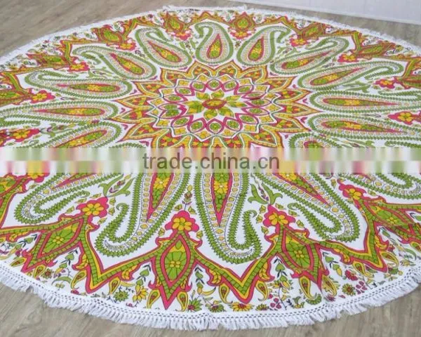 Round Beach Towel Wholesale Boho Beach Throw With Fringes photo-2