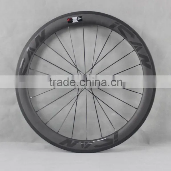 700c Ican Carbon Fiber Bike Wheels 56mm Clincher Road Bicycle Wheel With Glossy Logos W56C photo-2
