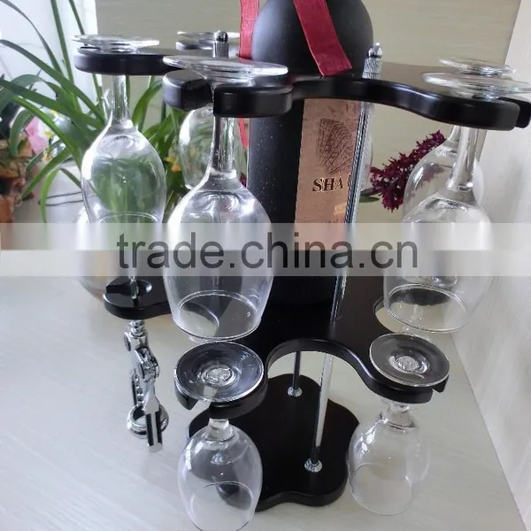 Luxury Wooden Wine Rack Bar Rack Glass Metal in the Middle Red Wine Rack Gift Wine Rack photo-3