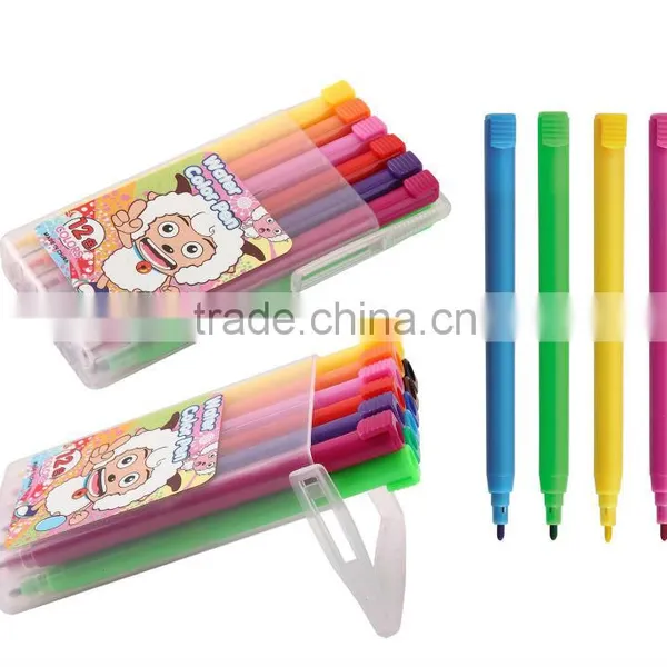 Water Color Pen Set (12 Pens in Plastic Box With Handle )