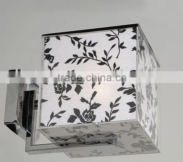 Residential Flower Wall Lamp With White and Black Fabric Shade MB4622