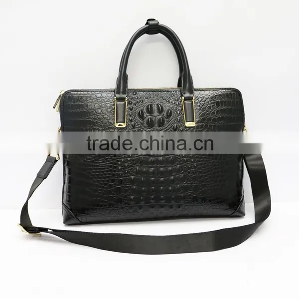 New Men's Briefcase Crocodile Grain Bag Black PU Leather Briefcase photo-2