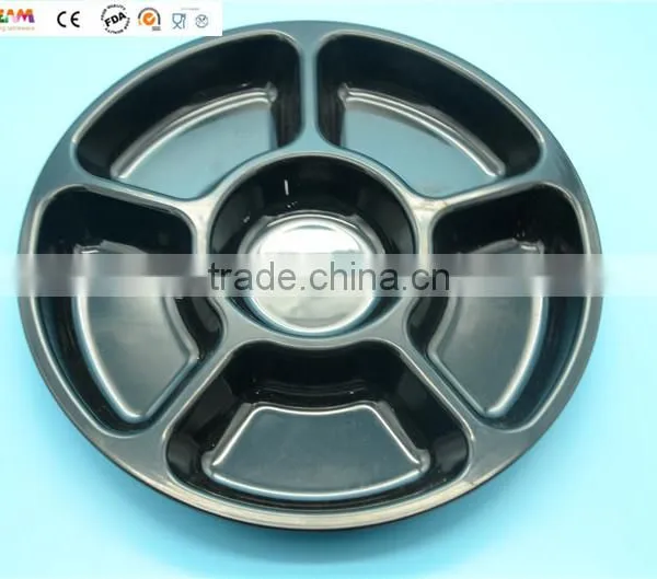 12" Plastic Catering Tray With 6 Compartments