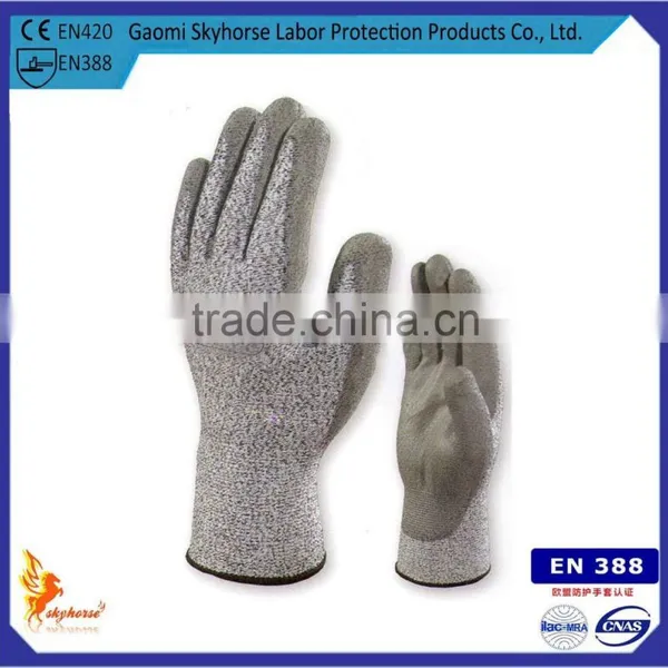 EN388 4543 PU Coated Safety Gloves Grey, Cut Resistant Gloves