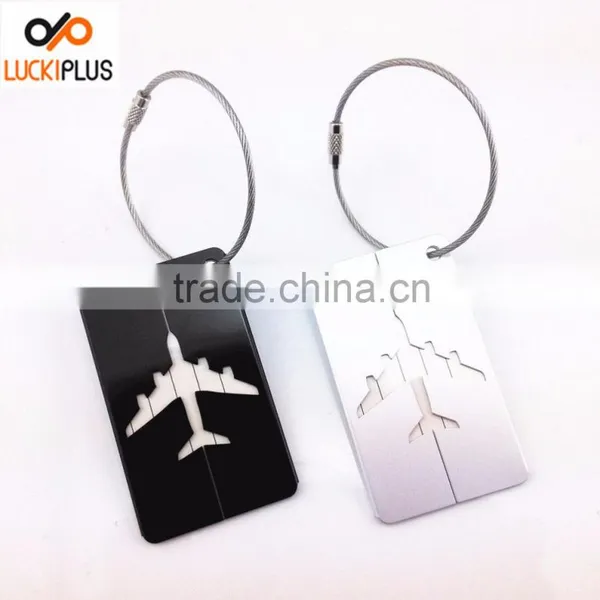 Luckiplus Colorful Aluminum Air Plane Pattern Luggage Tag ID Tag Name Card Holder Yellow photo-5