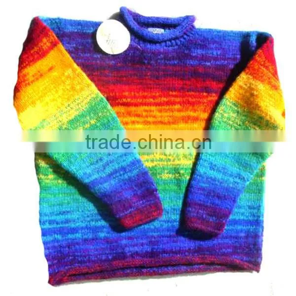 Hand Knitted Woolen Sweater/creative Hands of Nepalese Women Knitted Sweater