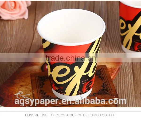 Custom Logo Printed Disposable Paper Cup With Lid, Low Cost 12oz Double Wall Paper Cups With Lid photo-5