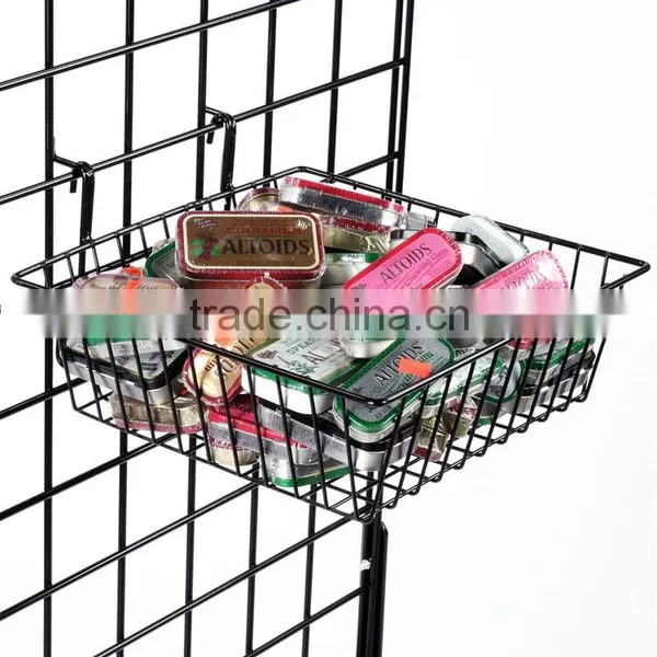 12" x 12" Square Metal Gridwall Basket With Rear Mounted Hooks photo-3
