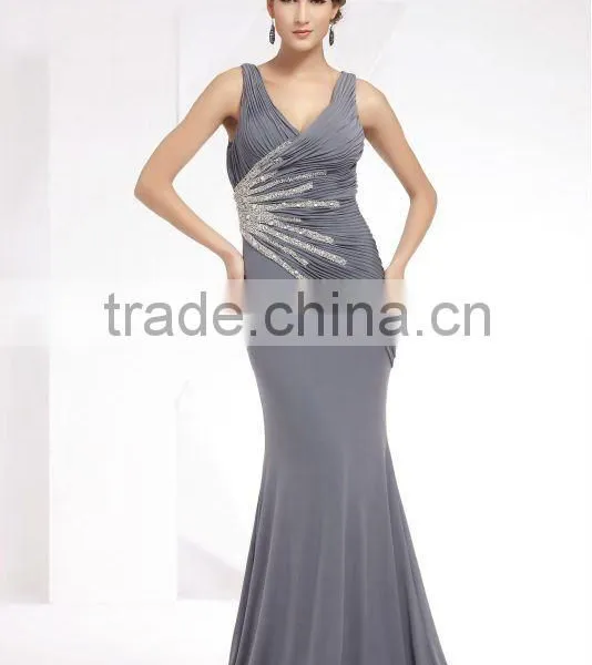 Sleeveless V Neck Cotton Long Maxi Dress Mother The Bride Dress photo-2