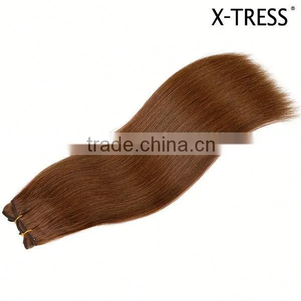 18" Light Chestnut 8# 105g Top Selling Silk Straight Double Drawn Human Hair Extension, Russian Human Hair Extension