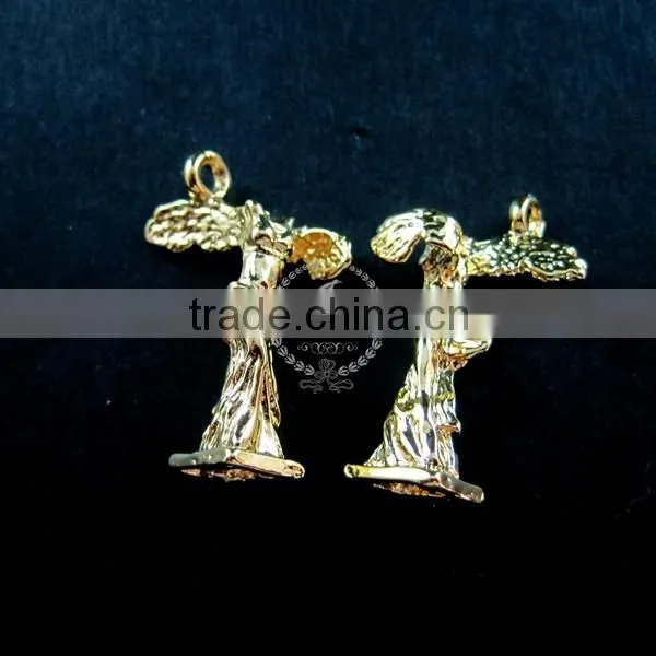 15x20mm Statue of the Winged Victory of Goddess Samothrace 14K Light Gold Plated Brass DIY Pendant Charm Supplies 1850191 photo-2