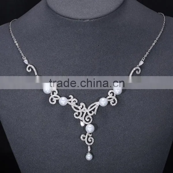 Fashion Dubai Custom Pearl Jewelry Set With Rhodium Plated photo-4