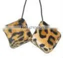 Cheetah Irregular Safari Animal Car Mirror Fuzzy Dice