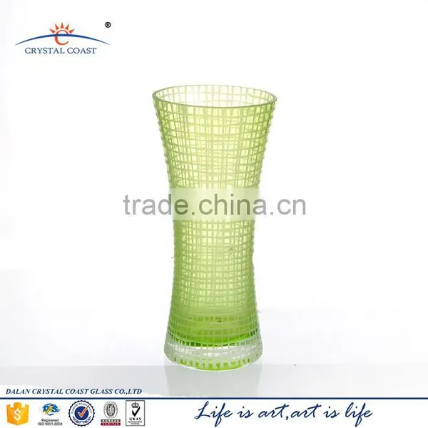 Hand Blown Home Goods Antique Green Glass Vases photo-3