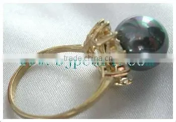 18K Gold Ring Diamond Ring and Seawater Pearl Ring photo-5