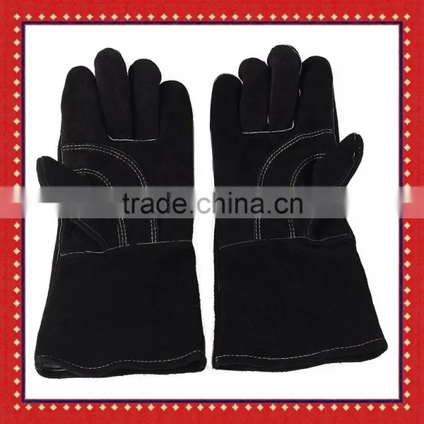 Premium Leather Gloves BBQ Grill Fireplace Cotton Lining Gloves With 14Inch Extra Long Sleeve photo-2