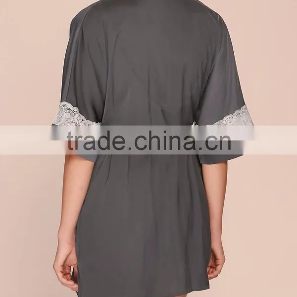 Adult Romper Pajamas Wholesale Custom Satin Lace Insert Dressing Gownpajamas WomenWholesale Custom Made in China photo-4